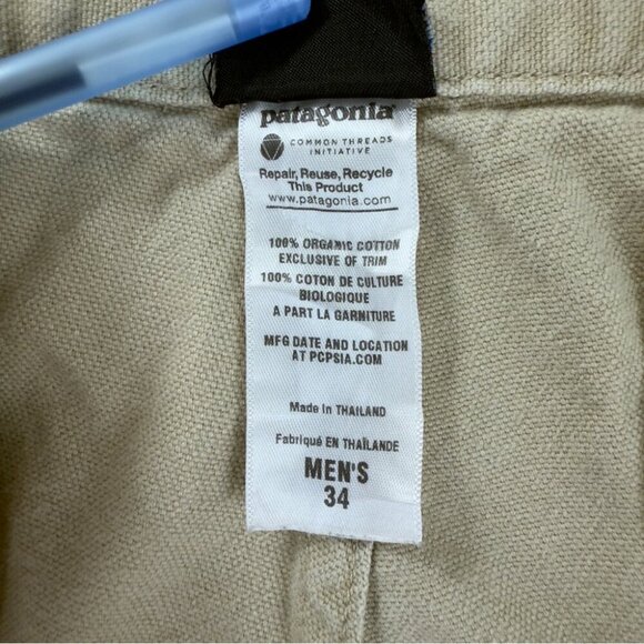 Patagonia Men's Size 32x30 Beige Duck Pants 100% Organic Cotton 56825 Style - Picture 8 of 10